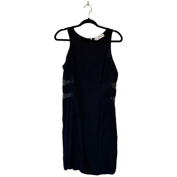 AMANDA UPRICHARD Revolve Silk Mesh Panels Sleeveless Black Sheath Dress Large - Picture 3 of 8
